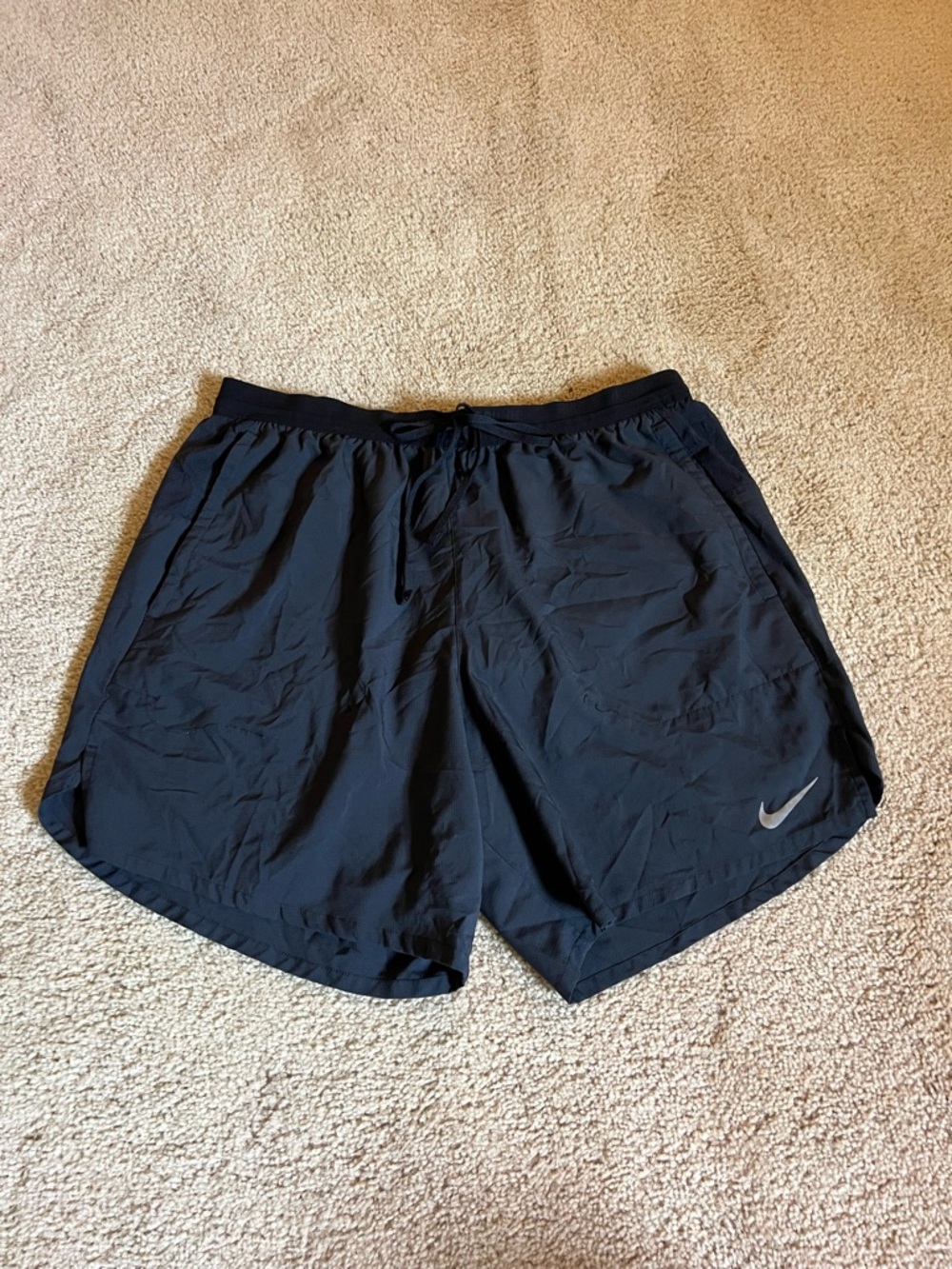 Nike Men's Navy Athletic Shorts with Reflective Swoosh